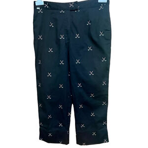 LIZGOLF LIZ CLAIBORNE Womens Golf Cropped‎ Pants w/Golf Club Embroidered Motif